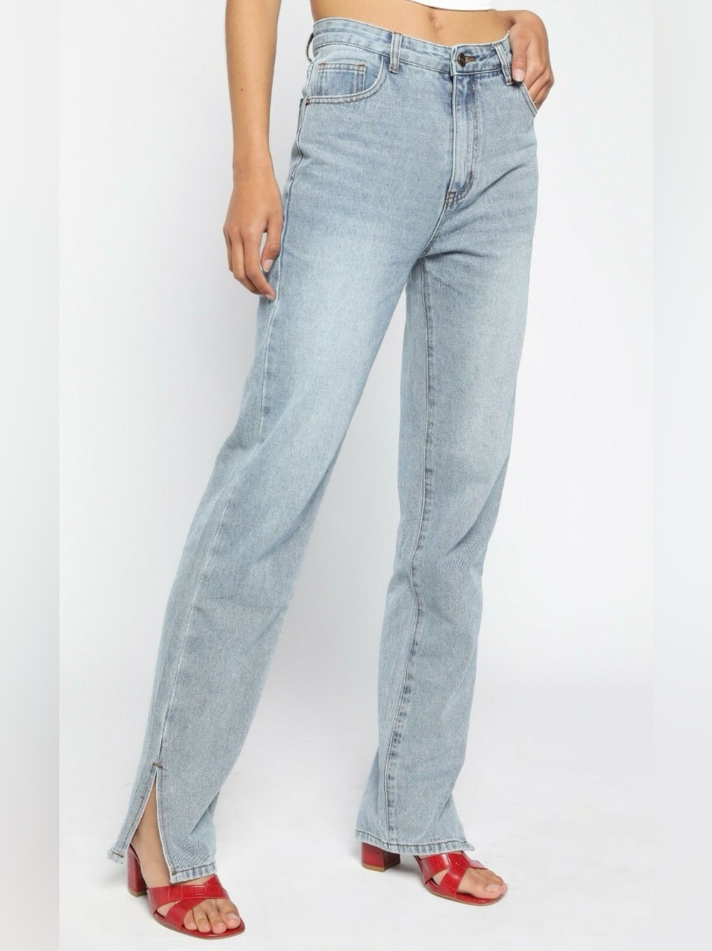 Revolve Lioness Straight Leg Split Hem Jeans Size S
